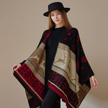 Load image into Gallery viewer, Ethnic style shawl, women&#39;s outfit, double-sided imitation cashmere scarf, blanket cape, autumn and winter Christmas day cape, thickened
