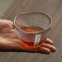 Load image into Gallery viewer, Japanese First Snow Master Cup, Large Whiskey Cup Wine Glass, Gold Rimmed Glass Hammer Pattern Cup
