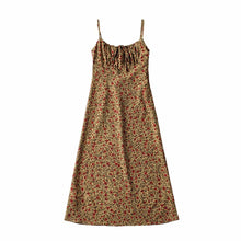 Load image into Gallery viewer, Vintage Floral Slim Fit Lace-Up Dress
