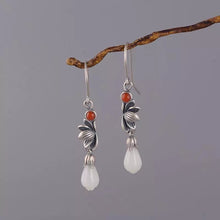 Load image into Gallery viewer, Cloisonne Earrings Female S925 Silver Retro Fashion Lotus Magnolia Flower Imitation Red Earrings
