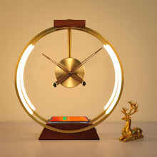 Load image into Gallery viewer, Creative clock lamp modern simple bedroom bedside light luxury decoration mobile phone intelligent wireless charging and storage lamp
