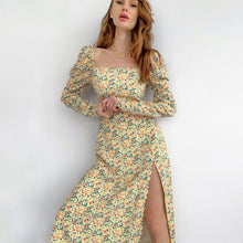 Load image into Gallery viewer, Bohemian idyllic Little Floral long sleeve split dress youth sweet little daisy print
