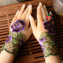 Load image into Gallery viewer, Concealer Gloves Wrist Summer Embroidered Dance Lace Embroidered Folk Dance Gloves
