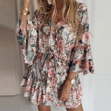 Load image into Gallery viewer, Chiffon Pink Pullover Show Thin Cotton Short Skirt Mid Waist Dress Women
