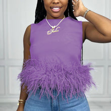 Load image into Gallery viewer, Back Zip Sleeveless Panel Feather Tank Top T-Shirt
