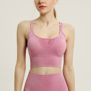 Solid Color Sports Beauty Back Underwear Shockproof Gathering Yoga Wear Sports Bra Seamless Washable Fitness Vest