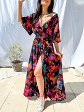 Load image into Gallery viewer, V-neck belt print dress long dress
