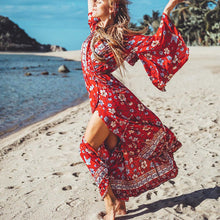 Load image into Gallery viewer, New Women&#39;s Sexy Long Sleeve Mid Length Boho Print Dress
