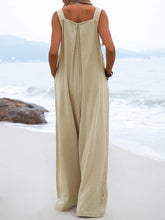 Load image into Gallery viewer, Ladies Fashion Ethnic Style Solid Color Button Suspender Jumpsuit
