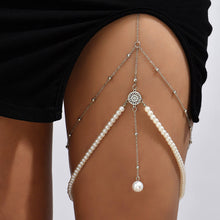 Load image into Gallery viewer, Exaggerated simple multi-layer pearl chain leg chain female creative personality long body chain jewelry
