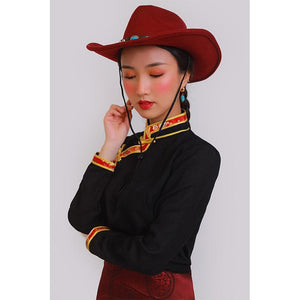 Tibetan hat ethnic style Tibetan sunshade hat wool sun hat men's and women's felt hat sunscreen hat