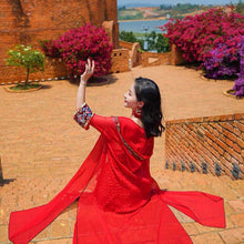 Load image into Gallery viewer, Ethnic style sunscreen cardigan women&#39;s thin desert hooded jacket embroidered retro chiffon beach blouse loose outside
