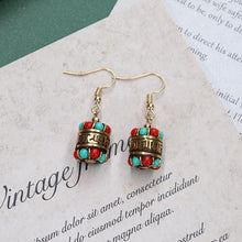 Load image into Gallery viewer, Original niche Nepal exotic Tibetan ethnic earrings retro temperament simple earrings show face thin earrings.
