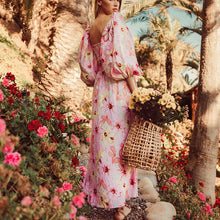 Load image into Gallery viewer, Dress temperament sweet and fashionable puff sleeves print slim waist women&#39;s clothing
