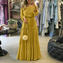 Load image into Gallery viewer, Summer lace-up ruffled bohemian sexy off-the-shoulder maxi dress for women
