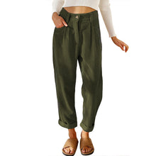 Load image into Gallery viewer, New women&#39;s high waist casual pants solid color loose straight corduroy pants
