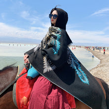 Load image into Gallery viewer, Autumn and winter hooded shawl, national style dual-purpose warm scarf
