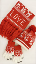 Load image into Gallery viewer, Christmas knitted hat jacquard scarf touch screen gloves three-piece gift

