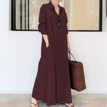 Load image into Gallery viewer, New solid color simple loose casual long shirt dress

