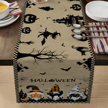 Load image into Gallery viewer, Halloween table flag bat ghost dwarf linen tablecloth
