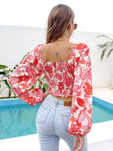 Load image into Gallery viewer, Spring and summer crossover V-neck print crop top chiffon
