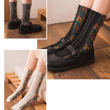 Load image into Gallery viewer, Retro socks women&#39;s tube socks ethnic style literary forest floral Japanese pile stockings stockings
