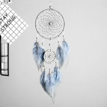 Load image into Gallery viewer, Original silver gray dream catcher 2 ring Indian feather hanging art gifts to bestie friends creative valentine's day gifts
