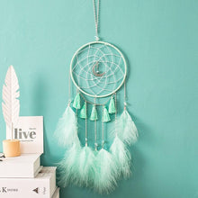 Load image into Gallery viewer, Original silver gray dream catcher 2 ring Indian feather hanging art gifts to bestie friends creative valentine's day gifts
