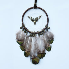 Load image into Gallery viewer, Original silver gray dream catcher 2 ring Indian feather hanging art gifts to bestie friends creative valentine's day gifts
