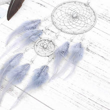 Load image into Gallery viewer, Original silver gray dream catcher 2 ring Indian feather hanging art gifts to bestie friends creative valentine's day gifts

