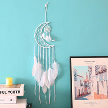 Load image into Gallery viewer, Original silver gray dream catcher 2 ring Indian feather hanging art gifts to bestie friends creative valentine's day gifts
