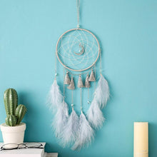 Load image into Gallery viewer, Original silver gray dream catcher 2 ring Indian feather hanging art gifts to bestie friends creative valentine's day gifts
