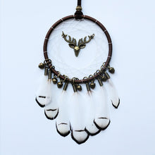 Load image into Gallery viewer, Original silver gray dream catcher 2 ring Indian feather hanging art gifts to bestie friends creative valentine's day gifts
