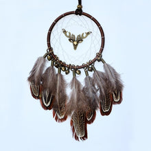Load image into Gallery viewer, Original silver gray dream catcher 2 ring Indian feather hanging art gifts to bestie friends creative valentine's day gifts
