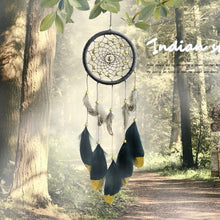 Load image into Gallery viewer, Original silver gray dream catcher 2 ring Indian feather hanging art gifts to bestie friends creative valentine's day gifts

