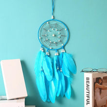 Load image into Gallery viewer, Original silver gray dream catcher 2 ring Indian feather hanging art gifts to bestie friends creative valentine's day gifts
