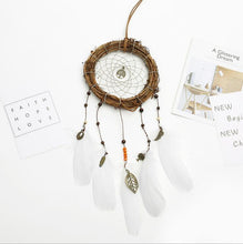 Load image into Gallery viewer, Original silver gray dream catcher 2 ring Indian feather hanging art gifts to bestie friends creative valentine's day gifts
