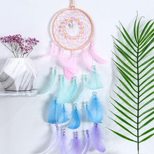 Load image into Gallery viewer, Original silver gray dream catcher 2 ring Indian feather hanging art gifts to bestie friends creative valentine's day gifts
