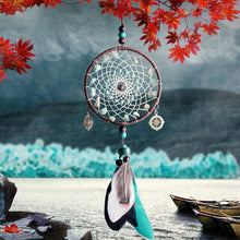 Load image into Gallery viewer, Original silver gray dream catcher 2 ring Indian feather hanging art gifts to bestie friends creative valentine's day gifts
