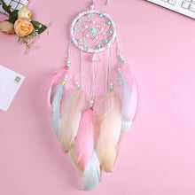 Load image into Gallery viewer, Original silver gray dream catcher 2 ring Indian feather hanging art gifts to bestie friends creative valentine's day gifts

