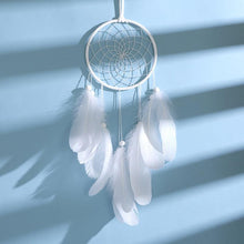 Load image into Gallery viewer, Original silver gray dream catcher 2 ring Indian feather hanging art gifts to bestie friends creative valentine's day gifts

