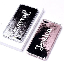 Load image into Gallery viewer, Personalized Custom Liquid Glitter Silver Name Text Soft Bumper Phone Case For iPhone
