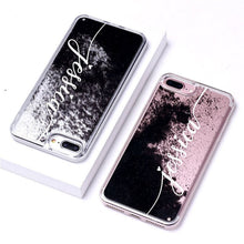 Load image into Gallery viewer, Personalized Custom Liquid Glitter Silver Name Text Soft Bumper Phone Case For iPhone
