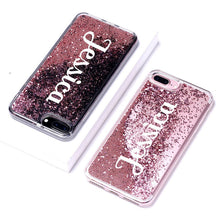 Load image into Gallery viewer, Personalized Custom Liquid Glitter Silver Name Text Soft Bumper Phone Case For iPhone
