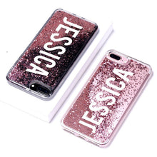 Load image into Gallery viewer, Personalized Custom Liquid Glitter Silver Name Text Soft Bumper Phone Case For iPhone
