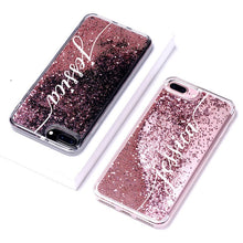 Load image into Gallery viewer, Personalized Custom Liquid Glitter Silver Name Text Soft Bumper Phone Case For iPhone
