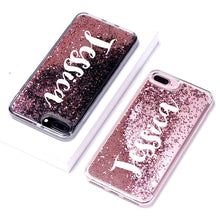 Load image into Gallery viewer, Personalized Custom Liquid Glitter Silver Name Text Soft Bumper Phone Case For iPhone
