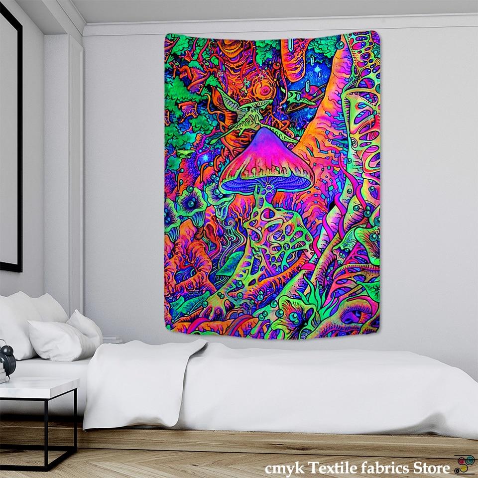 Psychedelic Mushroom Indian Mandala Tapestry Wall Hanging Bohemian Gypsy Psychedelic Tapiz Witchcraft Tapestry