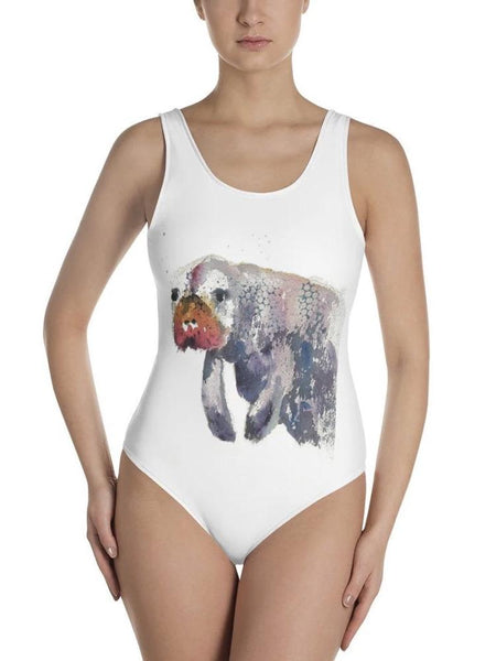 Colorful Manatee Print One-Piece Swimsuit