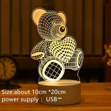 Load image into Gallery viewer, Romantic Love 3D Acrylic Led Lamp for Home Children's Night Light Table Lamp Birthday Party Decor Valentine's Day Bedside Lamp
